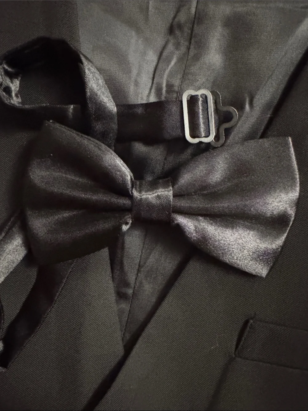 Men's Black Dress Vest - Classic Tailored Waistcoat with Clip Bow Tie